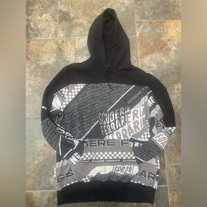 Ferrari Black and Gray Graphic Hoodie